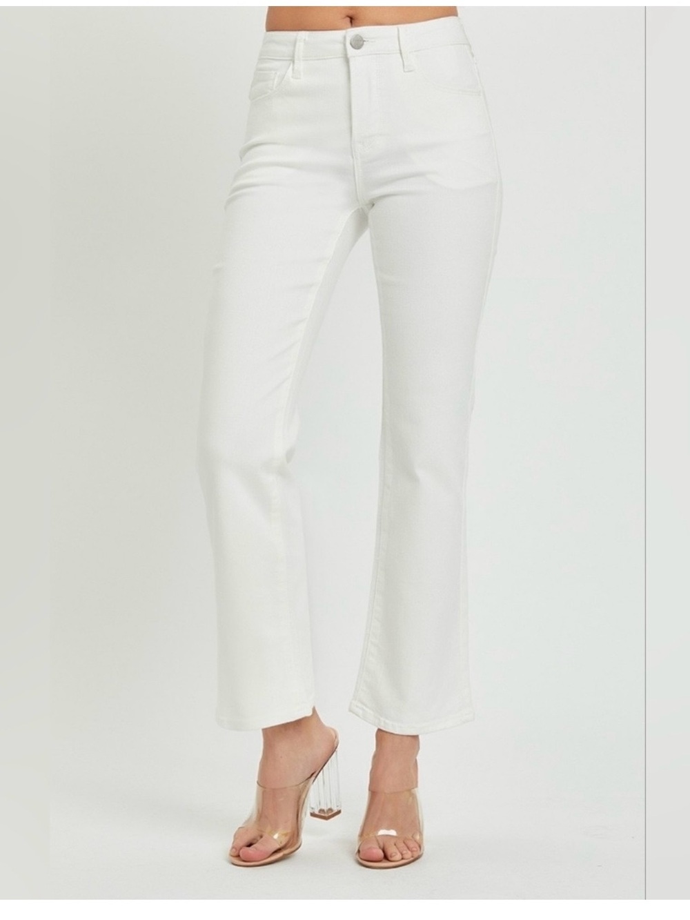 Risen Women's White Flared High-Rise Jeans